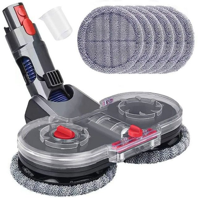 Cabezal de fregona eléctrica para Dyson V11 V10 Cabezal de escoba para aspiradora V15 V8 V7 con depósito y 6 mopas lavables, promoción de 3 paquetes de repuesto de filtro pre y post motor para aspirad