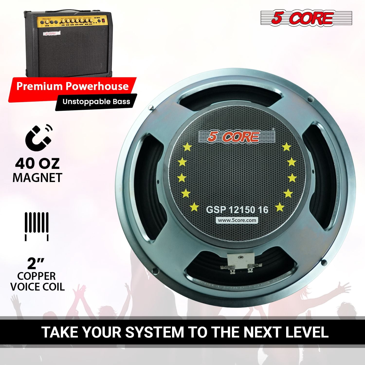 12 Inch Guitar Speaker 300W Peak Power, 8 Ohm / 16 Ohm Impedance, 40Oz Magnet, 2" Voice Coil, 89dB Sensitivity, 40Hz-3.5kHz Frequency Response, for Guitar Amplifier Cabinets, Combo Amps, and Replacem
