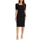 thumbnail image 2 of Vestido de lápiz INSPIRE CHIC para mujeres, con mangas abullonadas, abertura trasera, estilo casual de negocios, escote cuadrado, color negro, 2 of 6