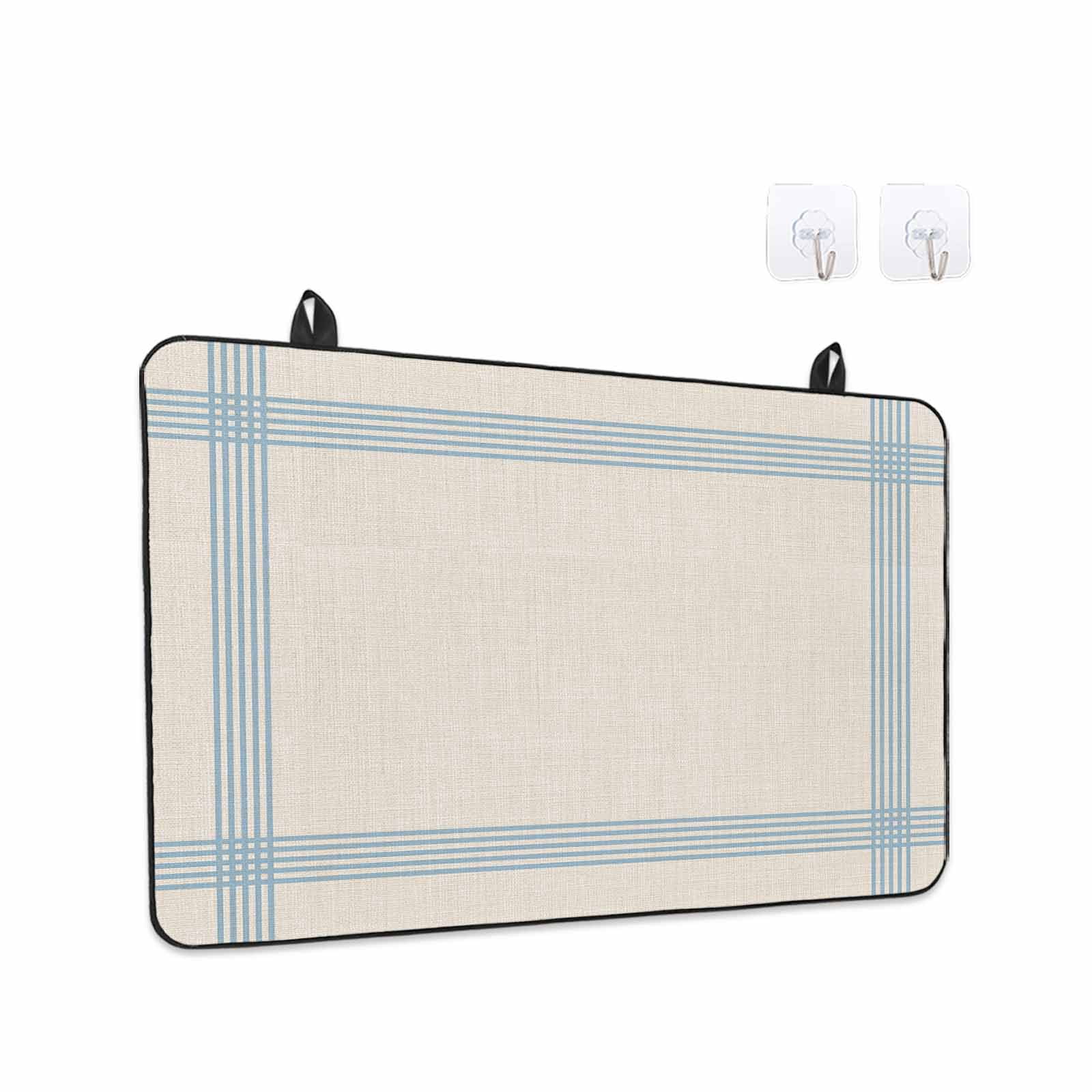 Blue Striped Stove Top Cover for Electric Stove, Heat-proof & Non Slip Glass Top Stove Cover Protector, Farmhouse Beige Geometric Minimalist Kitchen Flat Cooktop Rubber Mat 24x21 Inches