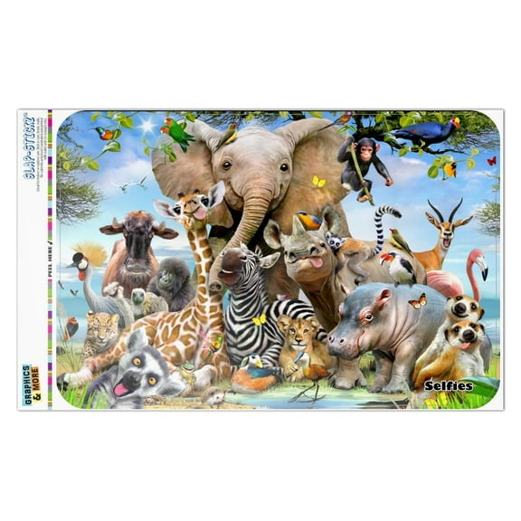 Africa Animals Smile Selfie Elephant Giraffe Zebra Hippo Rhino Home Business Office Sign