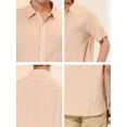 thumbnail image 6 of INSPIRE CHIC Men's Shirt Vertical Striped Button Down Point Collar Short Sleeve  Shirt L Beige, 6 of 6