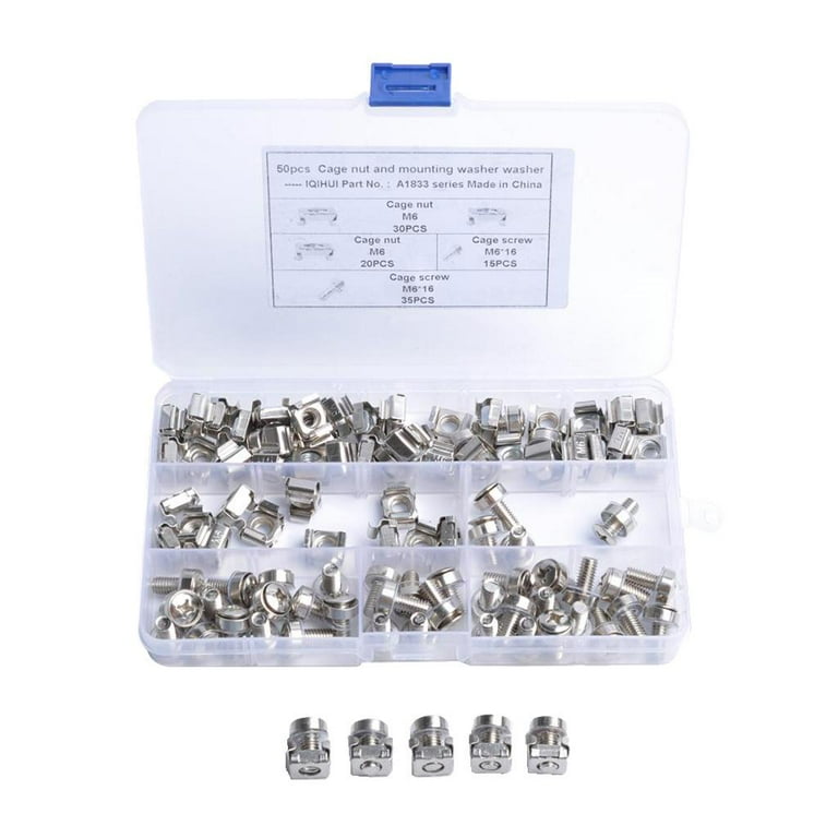 Rack Studs Server Cabinet Nuts 50-Pack M10 For Server Racks - Black ...