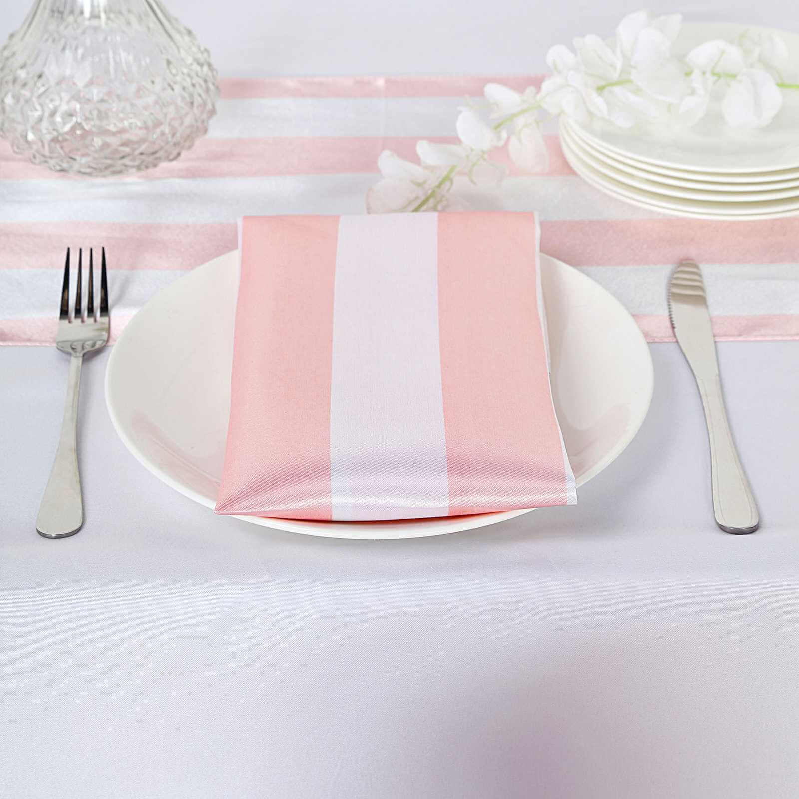 20x20 Efavormart 5 PCS Gold Stripe Satin Napkin for Wedding Banquet Party Table Decoration