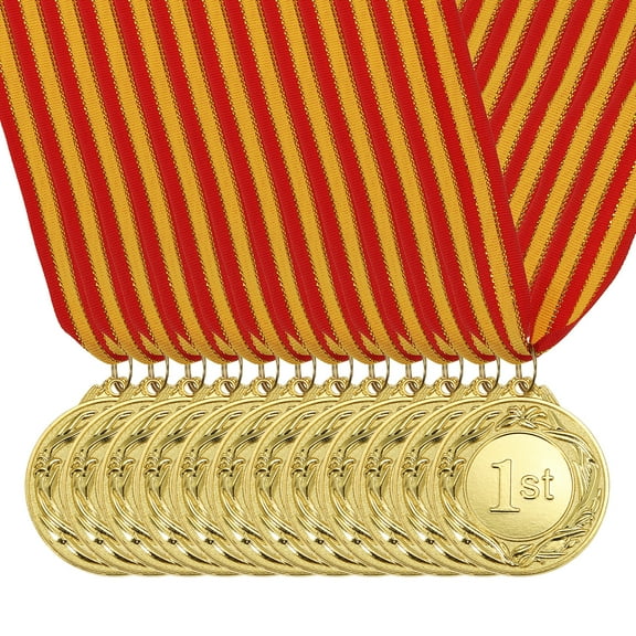 Uxcell 2" Gold Winner Award Medals 1st Prize with Neck Ribbon, 12 Pieces
