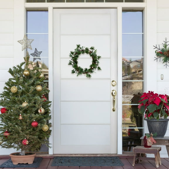 Northlight Pine Needle Wooden Stars Artificial Christmas Wreath - 12" - Unlit