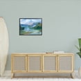 thumbnail image 2 of River Through Mountains Abstract Scene Landscape Painting Black Framed Art Print Wall Art, 2 of 7