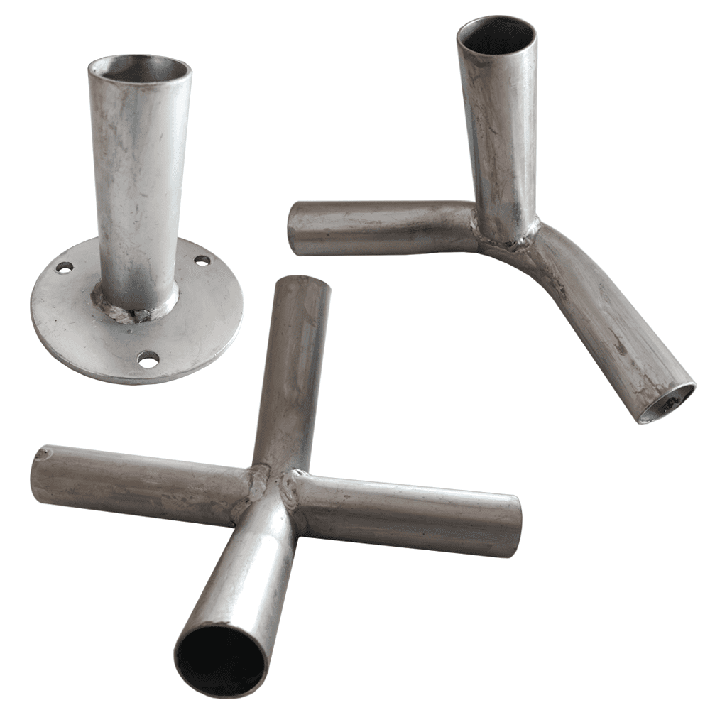 6 LEG CANOPY FRAME FITTINGS 3 WAY+ 4 WAY + FOOT PAD COMBO FOR 1-3/8