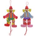 thumbnail image 1 of SHOWERORO 2Pcs Clown Marionette Pull String Puppet Wood Assorted Color Hand Time, 1 of 4