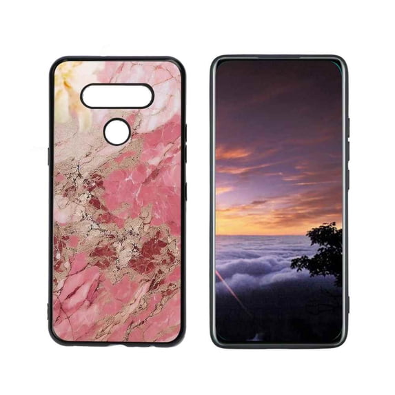 Pink-Marble-283 Phone Case, Degined for LG K51 Case Men Women, Flexible Silicone Shockproof Case for LG K51