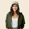 thumbnail image 4 of Dalix Pixel Heart Embroidered Fleece Cropped Zip Hoodie Cold Fall Winter Womens in Military Green XL X-Large, 4 of 5