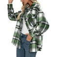 thumbnail image 4 of Seyurigaoka Women Juniors Shacket Plaid Printed Pattern Coat, Button-down Collared Jacket, 4 of 9
