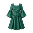 thumbnail image 3 of Dqueduo Women's Renaissance Dresses 2026, Cottagecore Medieval Witch Halloween Midi Dress, Long Sleeve Corset Lace-Up Waist Banquet Party Dress, 3 of 8