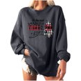thumbnail image 2 of ICHUANYI Clearance Women Christmas Hat Print Loose Long-Sleeved Fleece Oversized Sweatshirt Pullover(Gray, XL) ICHUANYI WER2023081501931, 2 of 8