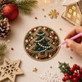 thumbnail image 4 of PLPPYFS 6PCS Christmas Wooden Ornaments DIY Pearl Diamond Art Kit, 3.15x3.15" Holiday Tree Decor, 6 Festive Designs, Pendant Style, Xmas Tree Decoration Home Party Gift for Adults, 4 of 6