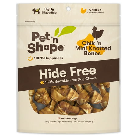 UPC: 0032657301216 | Pet n Shape Hide Free Chik n Mini Knot Bones 20 Count 10.4 oz – Rawhide Free Dog Treats – No Hide Alternative Chew Treat for All Life Stages 0