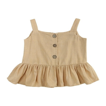 

NECHOLOGY Cute Outfits for Teen Boys Baby Girls Sleeveless Strap Ruffle Vest Button Up T Little Girls Clothes Size 7-8 Childrenscostume Beige 6-12 Months