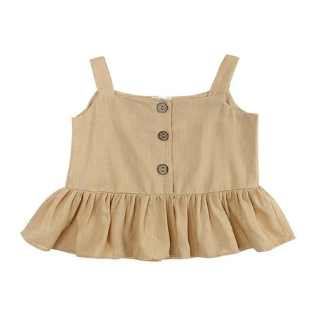 

NECHOLOGY Cute Outfits for Teen Boys Baby Girls Sleeveless Strap Ruffle Vest Button Up T Little Girls Clothes Size 7-8 Childrenscostume Beige 6-12 Months