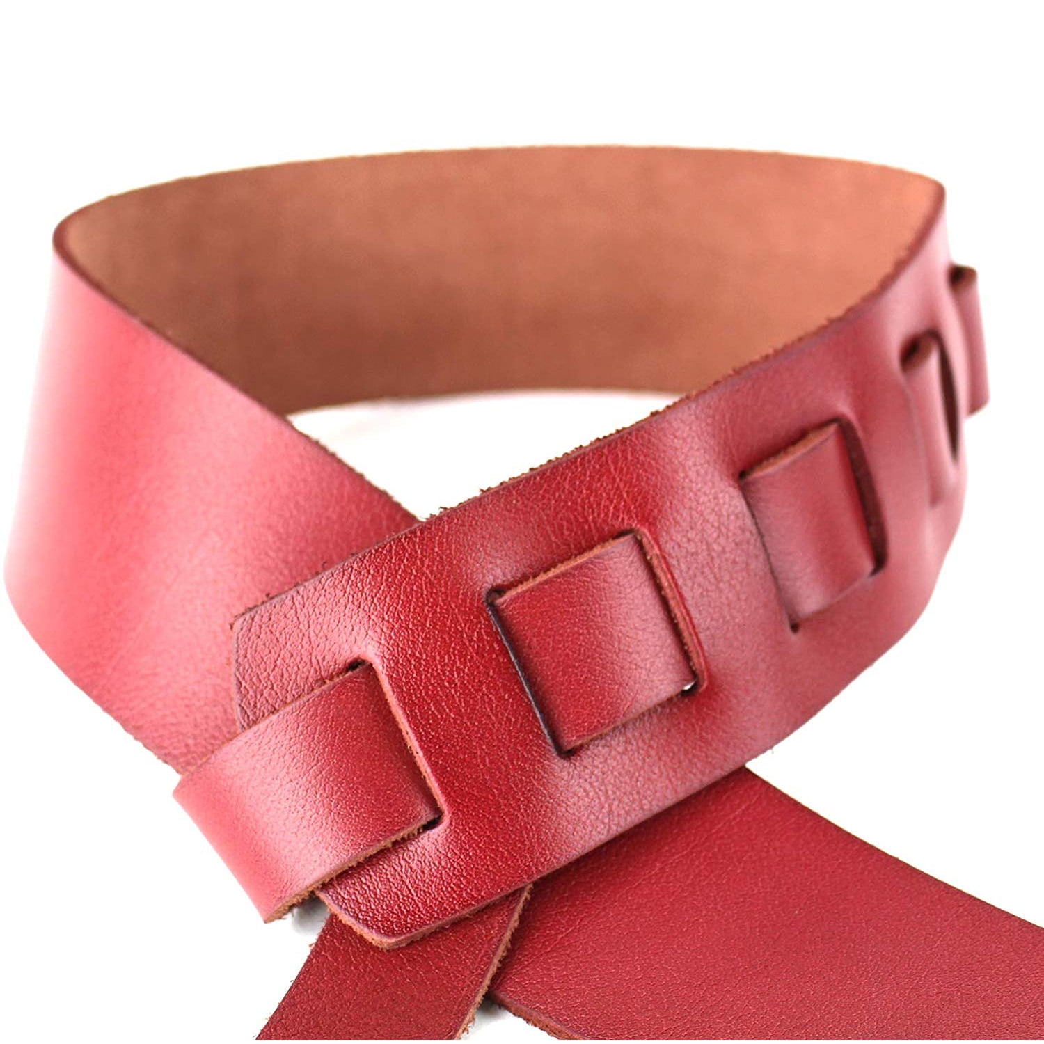 Walker & Williams SL-117 Red Chestnut Full Grain Soft Italian Leather Natural Finish Guitar Strap