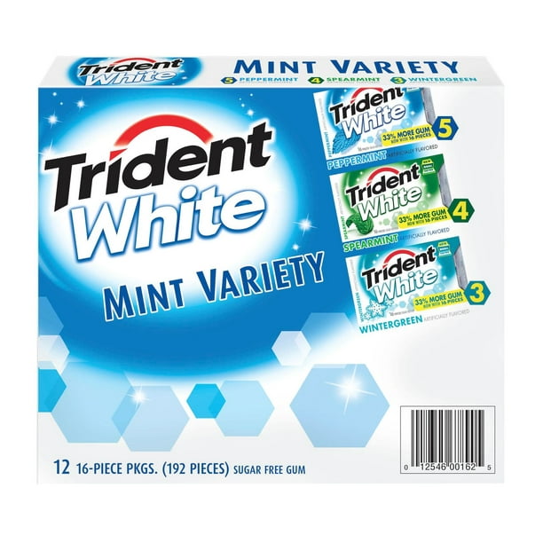 Trident White SugarFree Gum Variety Pack 12 Pk. 16 Ct. Teeth
