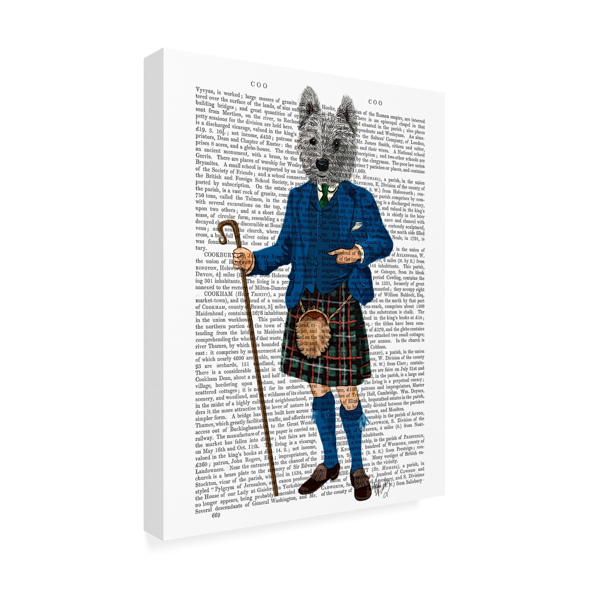 Trademark Fine Art 'West Highland Terrier In Kilt' Canvas Art by Fab Funky