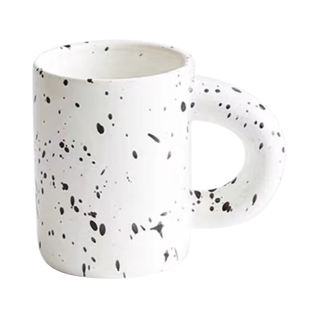 Ltdhehe Fat Handle Mug Hand Pinch Pattern Dot Ink Ceramic Big Ring Cup Klein Blue Girl Cute Water Cup