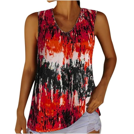 

YFPWM Tunics for Women Fall Queen Top Mesh Tops Corset Top Halter Top Plus Size Sleeveless O-Neck Print Blouse