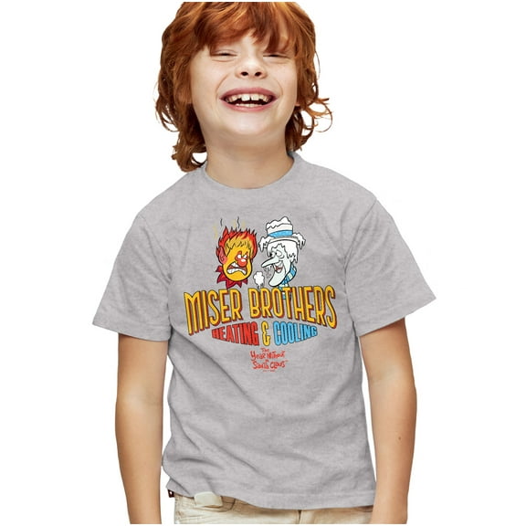 The Year Without Santa Claus Miser Brothers Kids T Shirt for Youth Boys and Girls, Athletic Heather, Medium