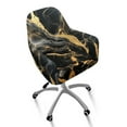 thumbnail image 2 of FOR U DESIGNS Black Gold Marble Print Dining Chair Slipcovers with Arms, Waterproof Criss Cross Chairs Cover, Vanity Chair Protector, Mid Back Wide Seat Accent Chairs Covers, 2 of 8