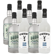 Dhōs Handcrafted Non-Alcoholic Gin 4 Pack w 4 Pack Owen’s Mixers Club Soda - Keto-Friendly, Zero Sugar, Zero Calories, Zero Proof - 750 ML - Perfect for Mocktails - A