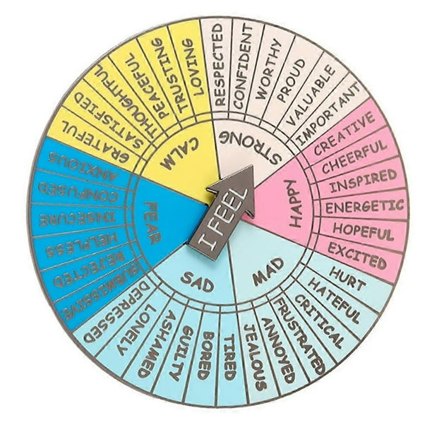 Metal Alloy Emotion Wheel Badge Durable Pin for Therapy Mental Health Decoration Portable Compact Design for Adults Students
