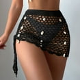 thumbnail image 5 of BOBOGOJP Women Crochet Coverup Skirt Drawstring Knit Mini Skirt Coverup for Swimwear Black for Size S, 5 of 7