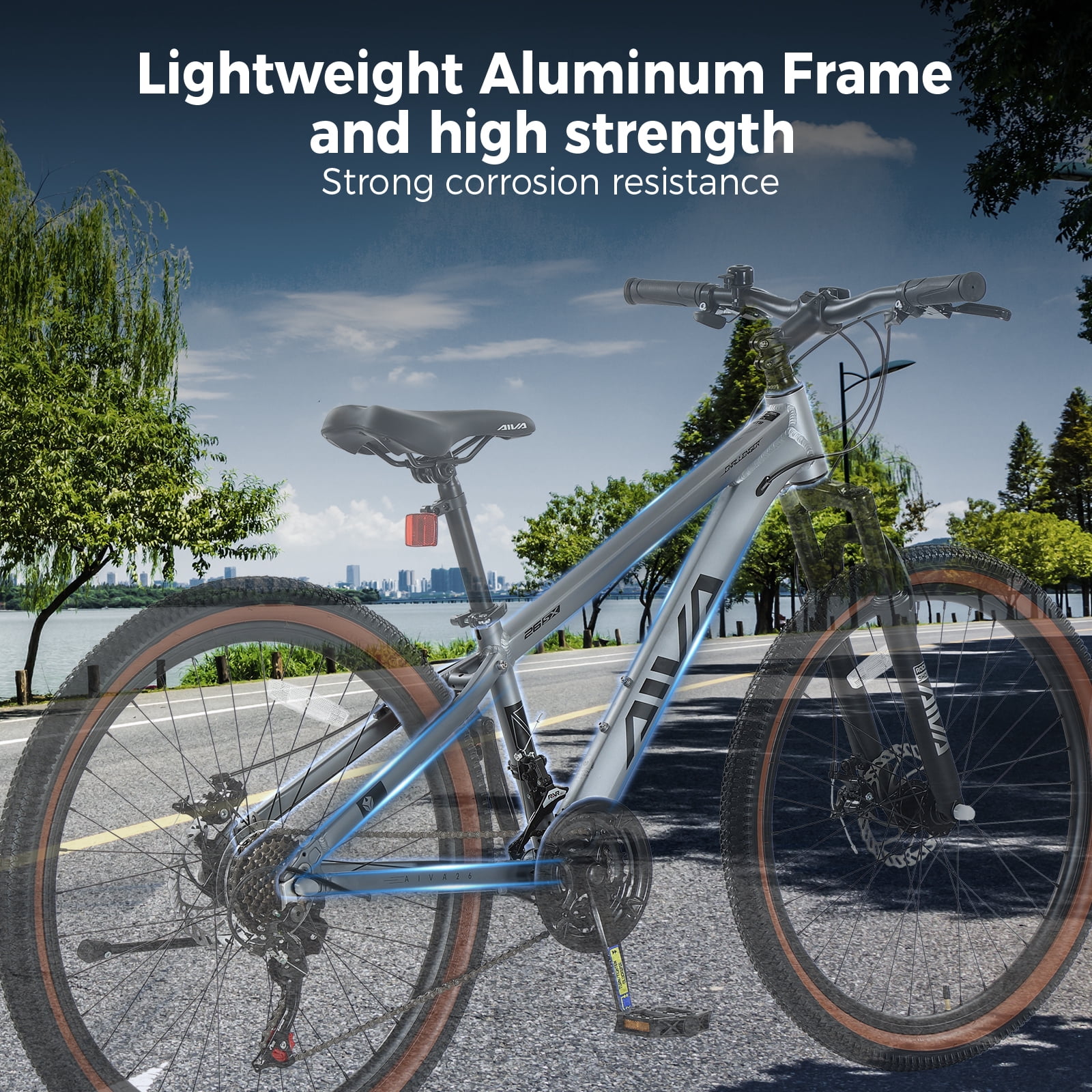 26 inch Mountain Bike,21 Speed Lightweight Aluminum Frame Mountain Bicycle,Fits Men Women Teenagers Adult Disc Brake MTB Bicycles