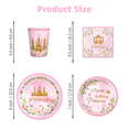 thumbnail image 5 of Morabloomy Pink Princess Birthday Paper Party Supplies Plates Cups Napkins Tableware Set, 5 of 6