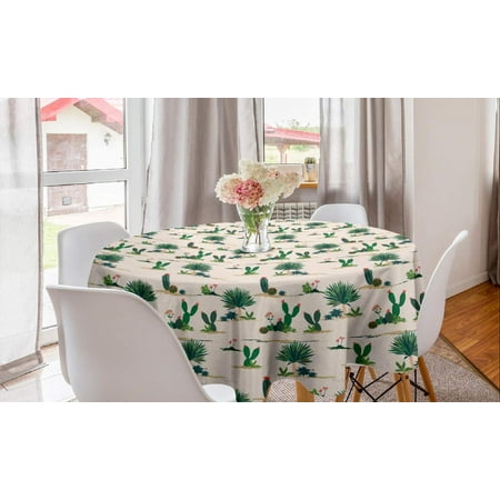 

Succulent Round Tablecloth Exotic Cactus Trees in The Dessert Tropic Flowering Plants Design Print Circle Table Cloth Cover for Dining Room Kitchen Decoration 60 Beige Jade