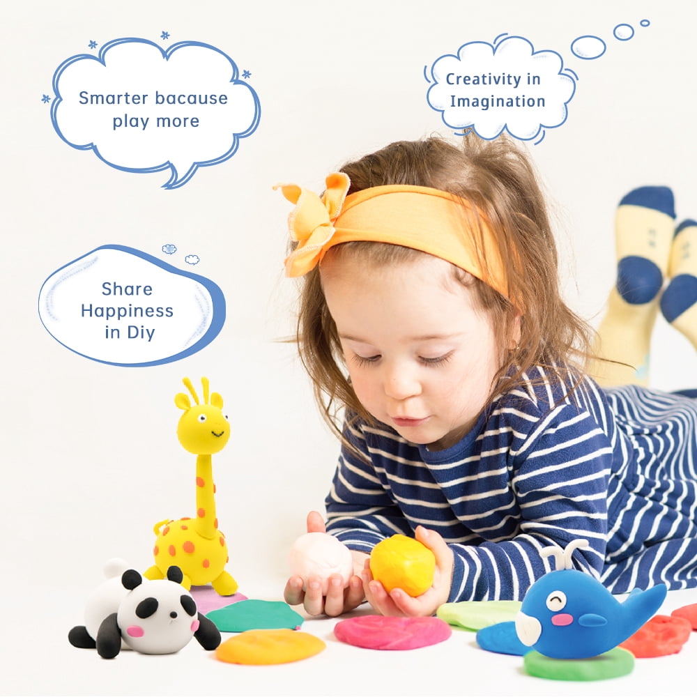 Sinkoo 12pcs Modeling Clays for Kids, Animal Theme Air Dry Clay Kit, DIY Model Magic Clay with Sculpting Tools and Tutorials, Valentines Day Gifts for Kids Classroom