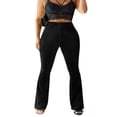 thumbnail image 1 of Women‘s Bootcut Yoga Pants Tummy Control Bootleg Velvet Sweatpants, 1 of 5