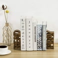thumbnail image 4 of MyGift 2 Piece Rustic Burnt Wood Tabletop Bookends, Brown, 4 of 7