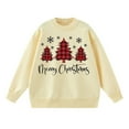 thumbnail image 5 of Fiaer Merry Christmas Tree Womens Sweater Oversized Knitted Pullover Trendy Fall Crew Neck Long Sleeve Baggy Xmas Tops Light Yellow XXXL, 5 of 6