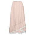 thumbnail image 4 of Robes Grande Taille Femmes Dames Style Français Irrégulier à Volants Dentelle Taille Haute Robe Évasée Robe d'Été Grande Taille Rose Clair Taille Unique, 4 of 8