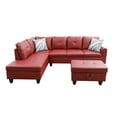 thumbnail image 4 of Hommoo L Shaped 4-Seat Couch, Faux Leather Sectional Couches and Sofas, Modern Living Room Furniture Sets Sectional Sofa Set, Red(No Ottoman), 4 of 9