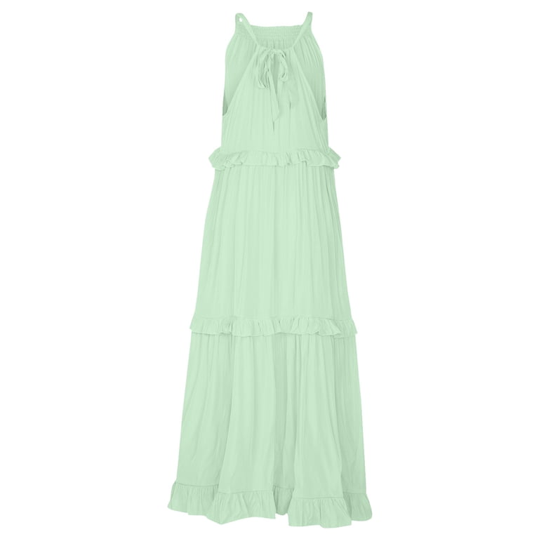 slim fit dress slacks Green Cotton Halter Maxi Dress – Mint Velvet main image 1