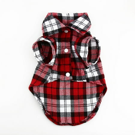 HERCHR Dogcloth, Small Pet Dog Puppy Plaid T Shirt Lapel Coat Cat Jacket Clothes Costume Red M