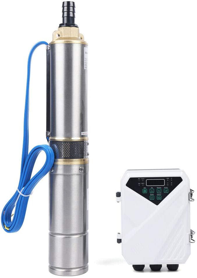 MPPT controller DC 48V Solar Deep Well Water Pump Submersible Screw Controller Pump Kits 750W Solar Deep Well Water Pump 48V 3 inch Solar Deep Water Well Pump Stainless Steel Submersible