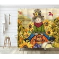 thumbnail image 2 of Autumn Harvest Scarecrow Shower Curtain Sets, Fall Rustic Thanksgiving Pumpkin Sunflowers Bathroom Decoration 70x70 Inch with 12 Hooks, 2 of 6