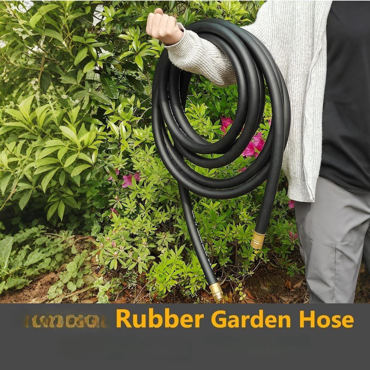 50ft *1 Inch Heavy Duty Rubber Garden Hose - 200psi Working  1000psi Burst Hot/cold Water Five-layered Braiding For Durability Versatile Gardening Agriculture Construction(black)