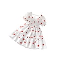 thumbnail image 2 of Toddler Baby Girls Ruffle/Short Sleeve Button Polka Dots Print Dress Summer Sunflower Beach Dresses Clothes Outfits, 2 of 8