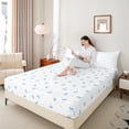 thumbnail image 4 of Manfei Girly Bowtie 3pcs Twin Sheet Sets,Love Heart Print Twin Fitted Sheet,Blue White Breathable Flat Sheet,Ultra Soft Kawaii Bedroom Decoration, 4 of 7
