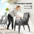 thumbnail image 3 of 7 Piece Outdoor Dining Set, Light Grey Patio Furniture Set with Rectangular Steel Table and 6 Stackable Breathable Mesh Chairs for Backyard, Garden, Patio and Deck, 3 of 7