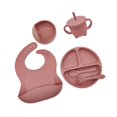 thumbnail image 4 of silicone plate bowl,silicone bowl plate fork spoon tableware,baby suction bowl dinner feeding plate set,Suction Plate Bowl Lid Adjustable Bib, Infants Suction bowl Spoon Set,spoon bowl Pink, 4 of 8